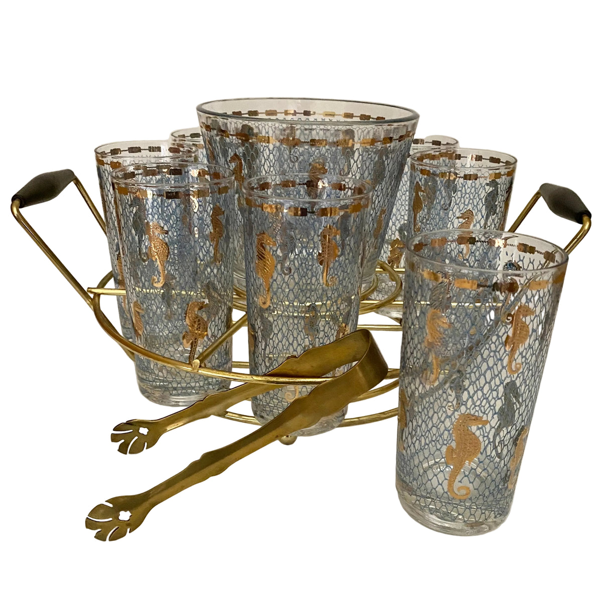 Culver Seafare Hiball Caddy with Ice Bucket and Tongs