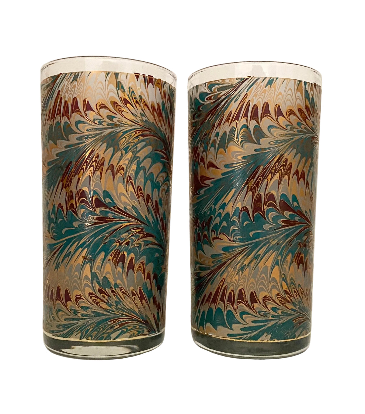 Culver Teal/Maroon Marble Hiballs (Pair) 3 Available