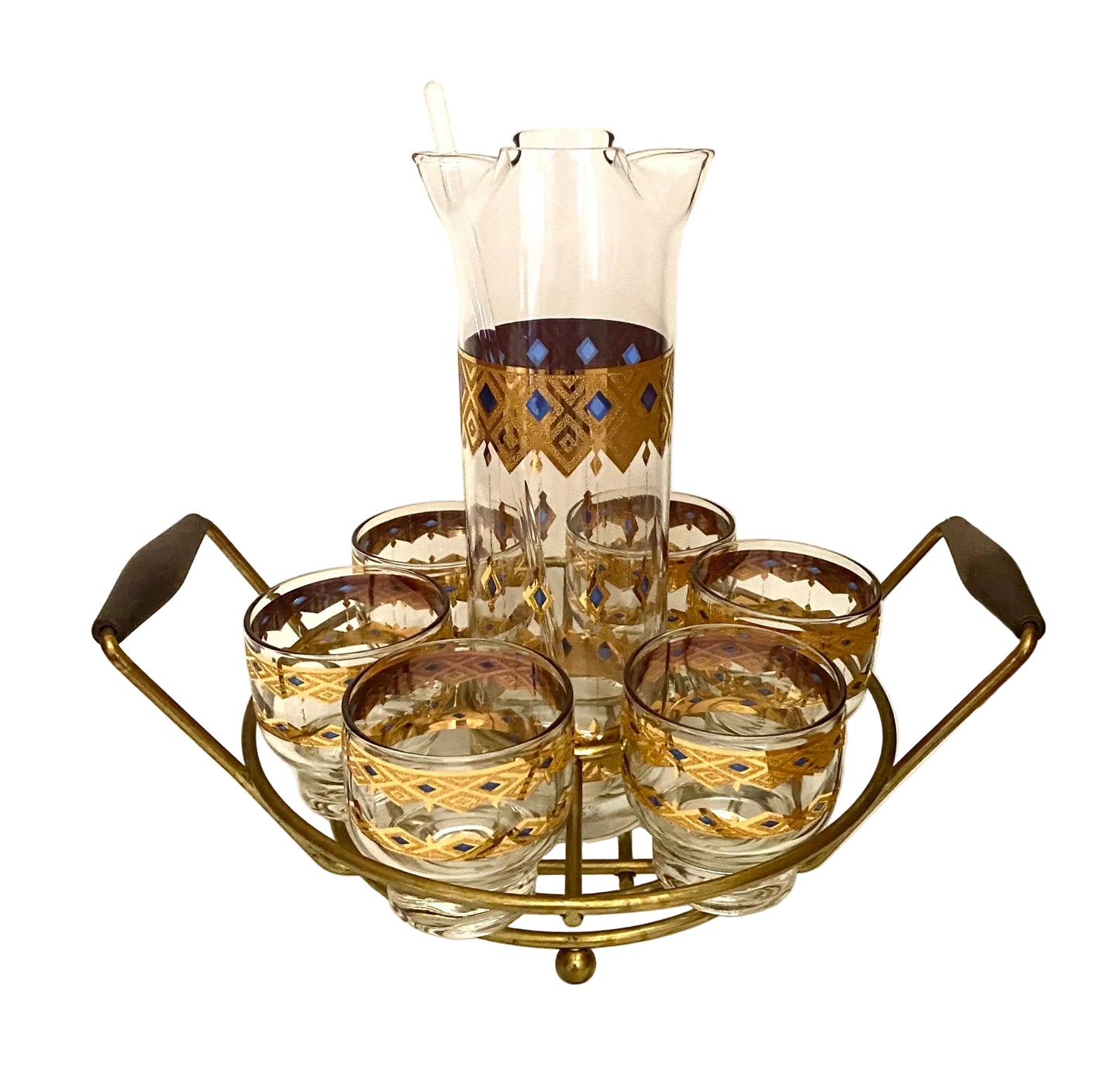 Culver King's Rowe Pitcher Set with Caddy and Stir Stick