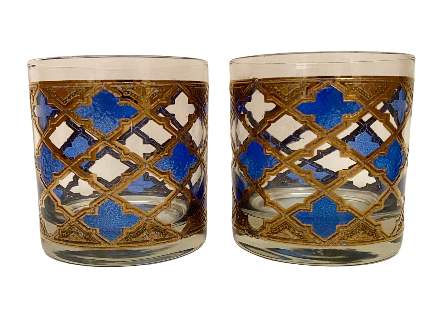 Mid Century Blue Moroccan Rocks Glasses (Pair) 2 Available