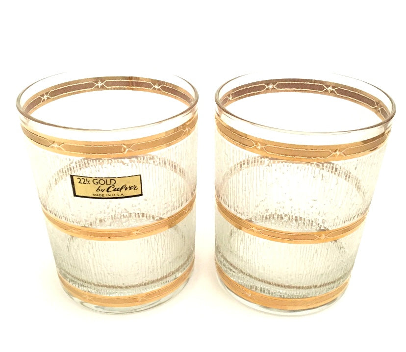 Culver Textured Gold Icicle Executive On the Rocks (Pair) 2 Available