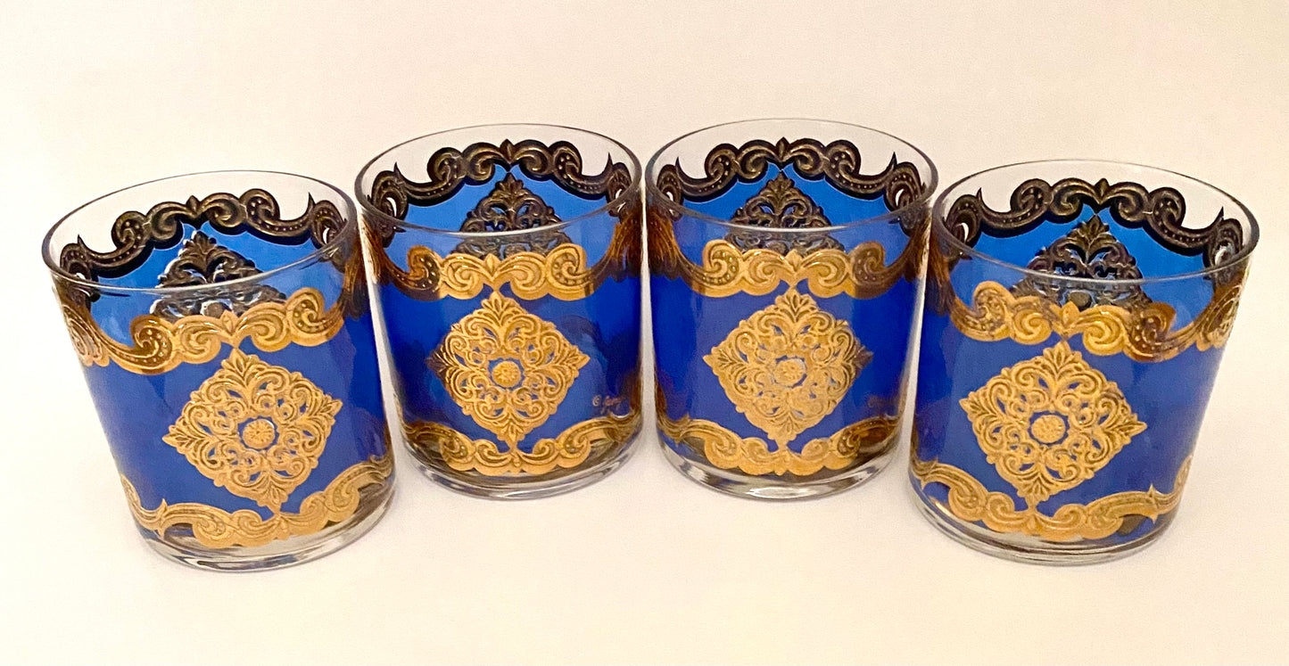 Georges Briard Gold Medallion Whiskey Glasses (Set of 4)