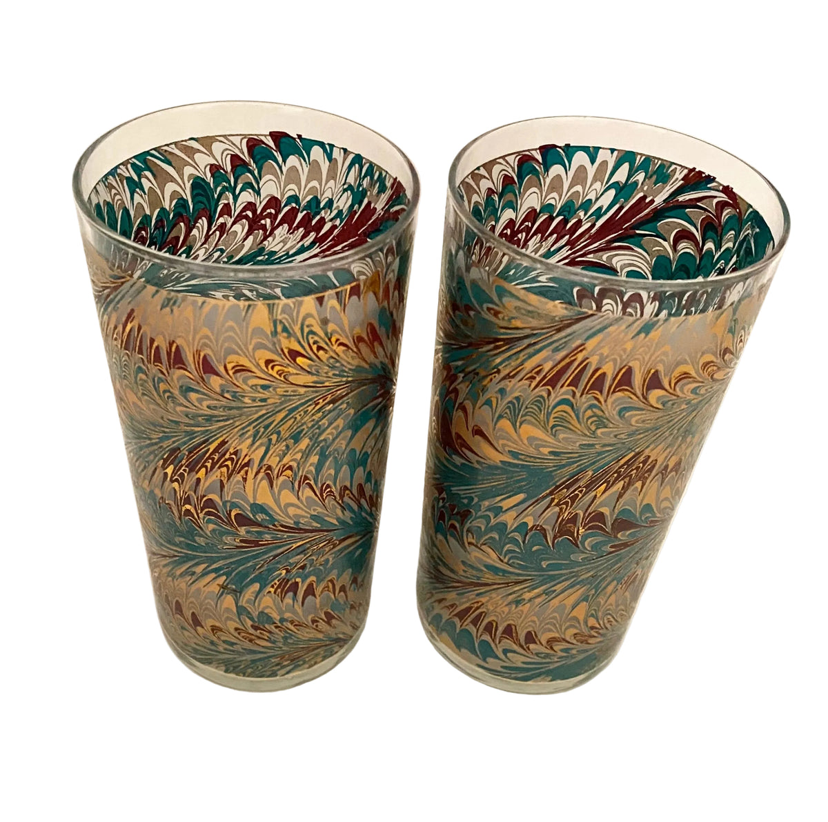 Culver Teal/Maroon Marble Hiballs (Pair) 3 Available
