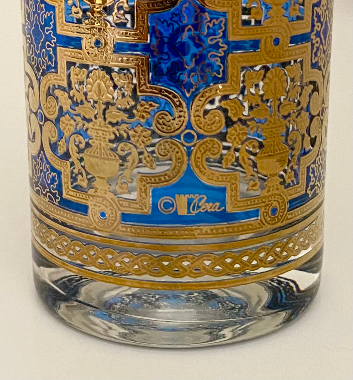 Cera Blue & Gold Filigree Hiballs (Pair) 4 Available