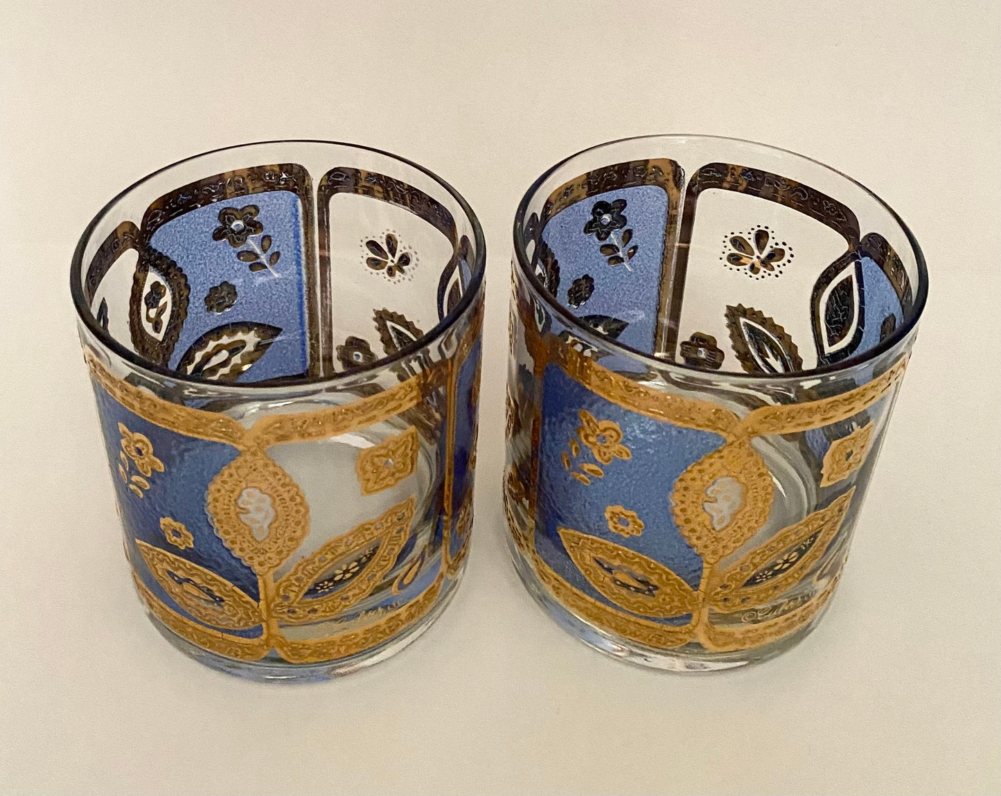 Culver Blue & Gold Leaf Whiskey (Pair) 3 Available (Copy)