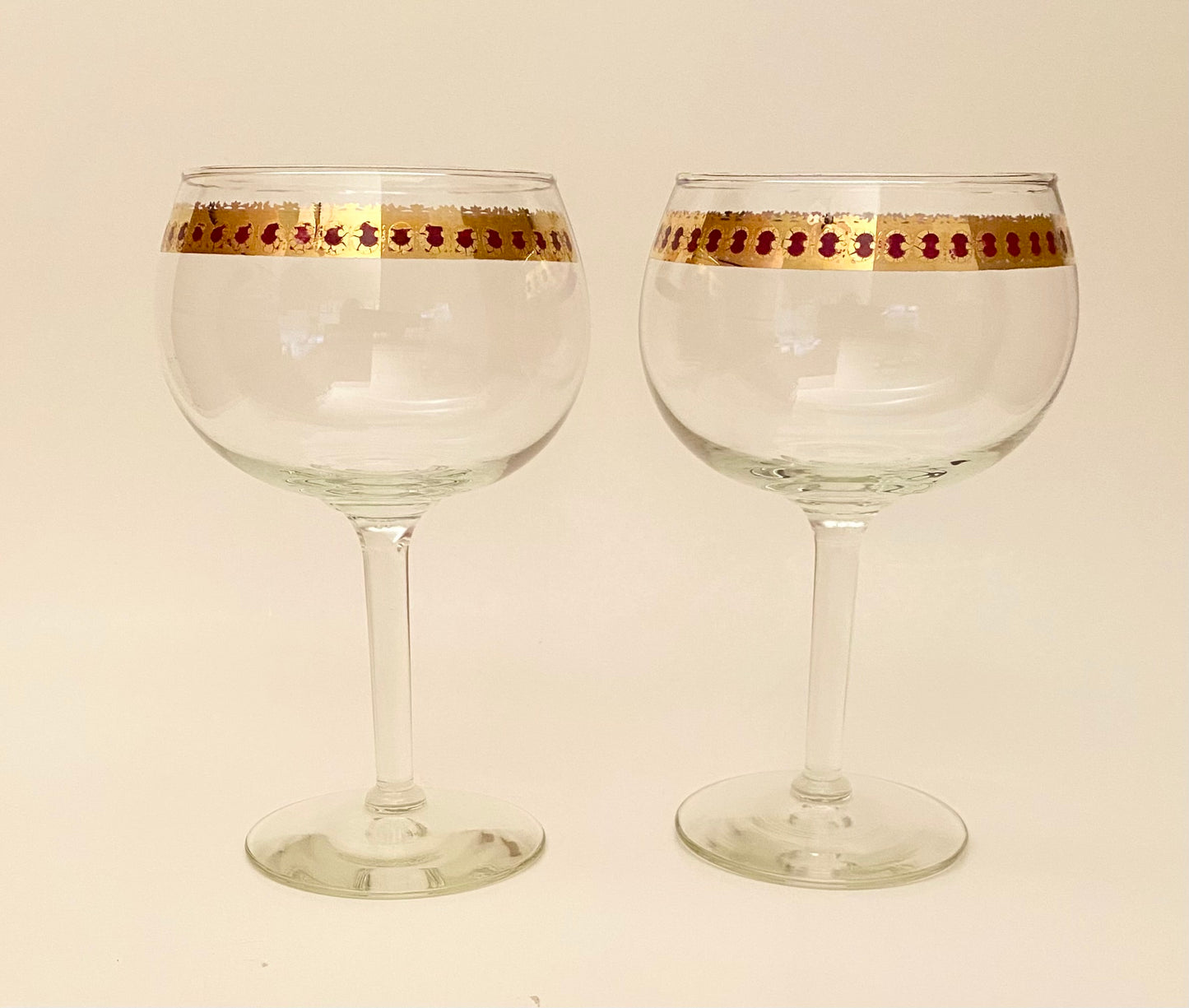 Culver Cranberry Scroll Large Wine Glasses (Pair) 6 Available