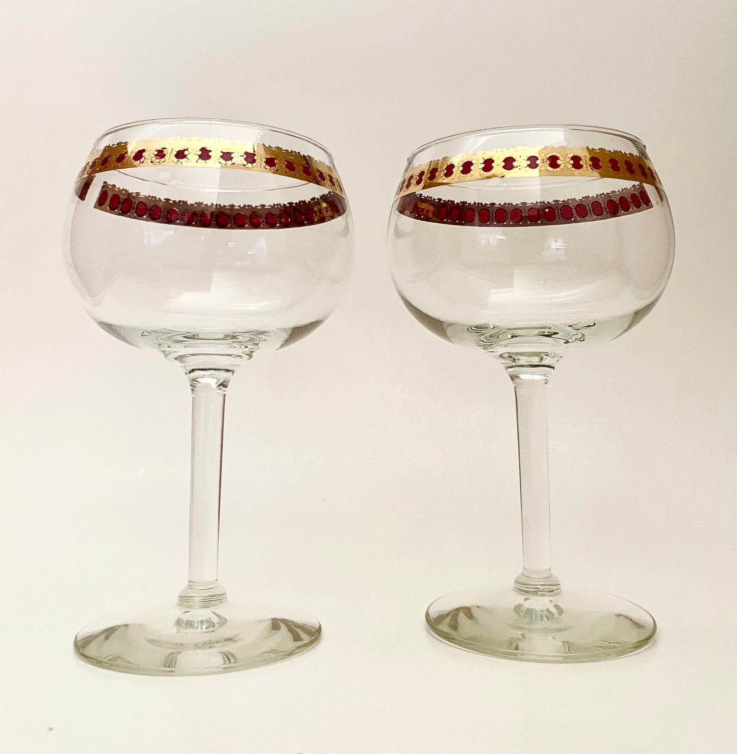 Culver Cranberry Scroll Large Wine Glasses (Pair) 6 Available