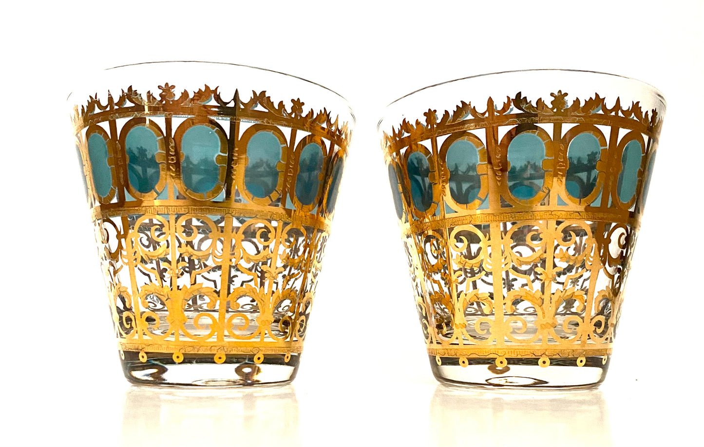 Culver Emerald Scroll On The Rocks/Old Fashioned (Pair) 2 Available