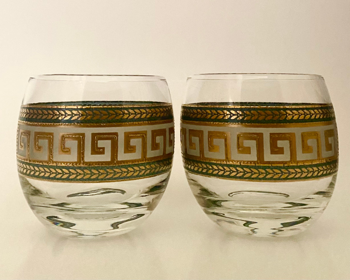 Culver Greek Key Roly Polys (Pair) 2 Available