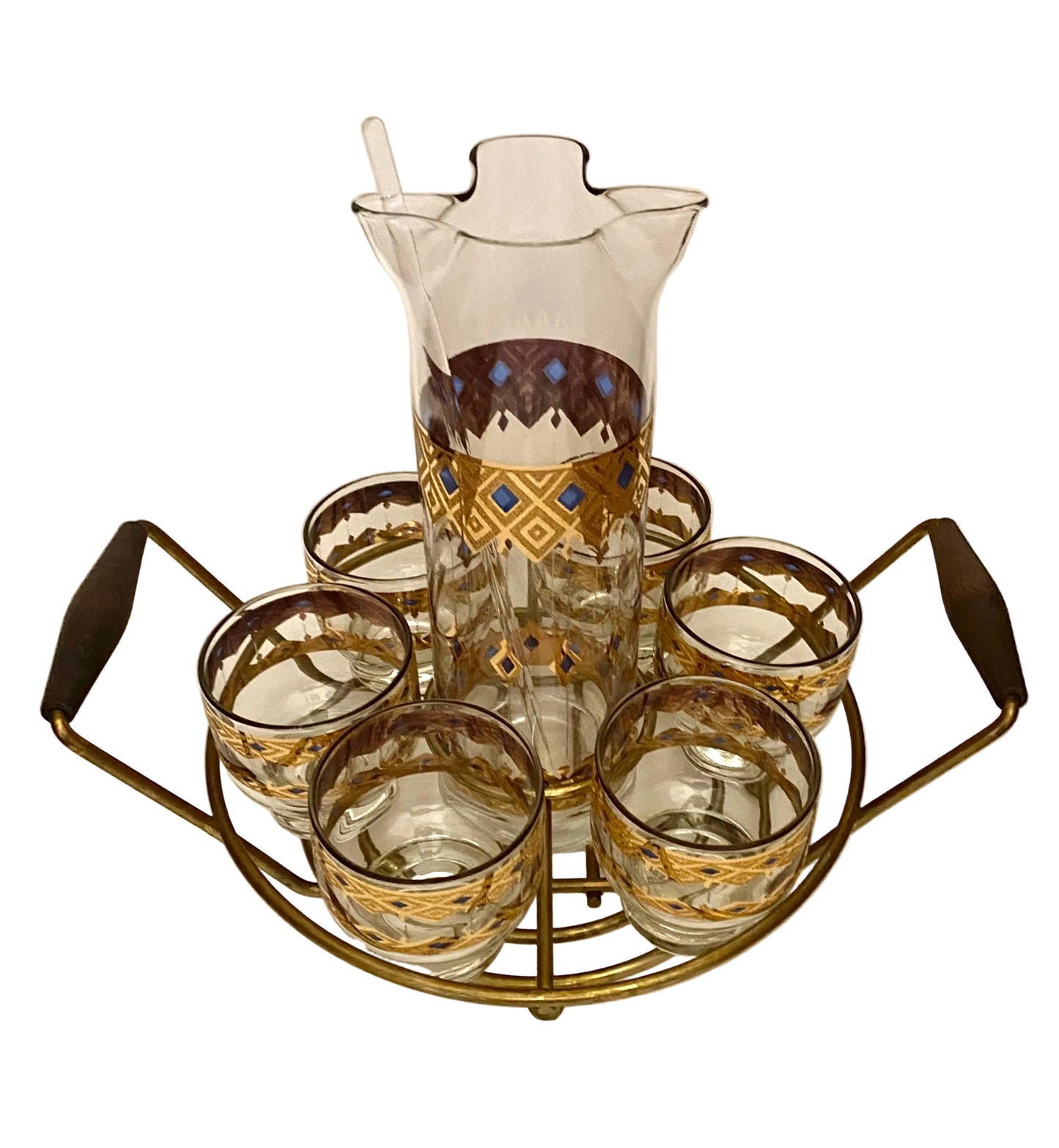 Culver King's Rowe Pitcher Set with Caddy and Stir Stick