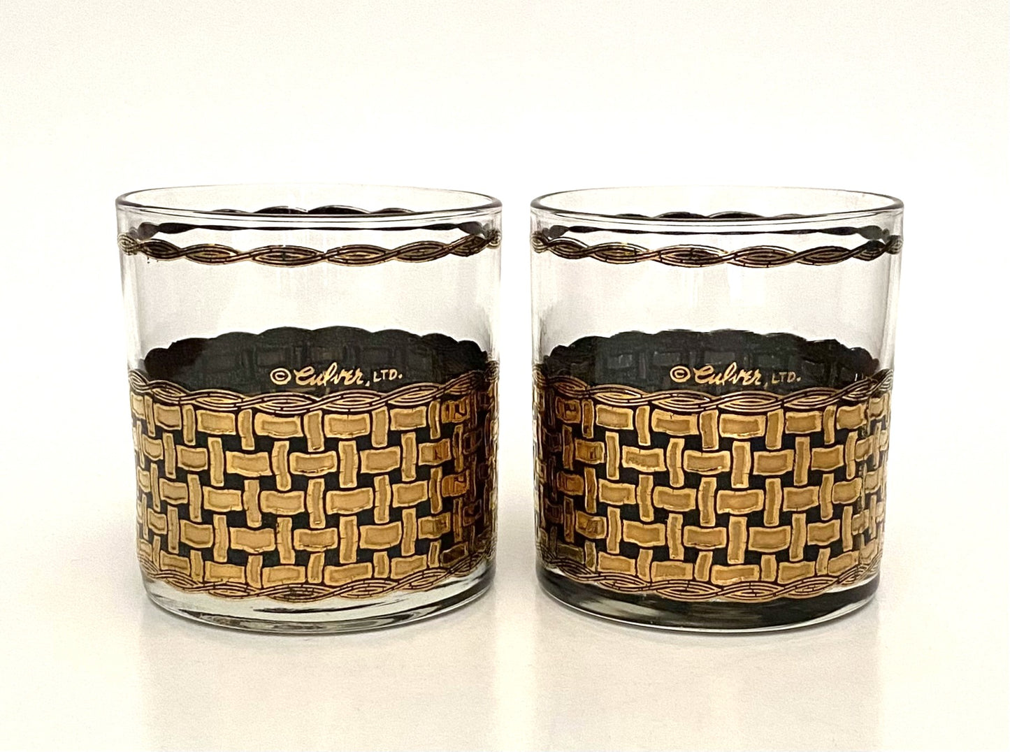 Culver Basketweave Executive Cocktails (Pair) 3 Available