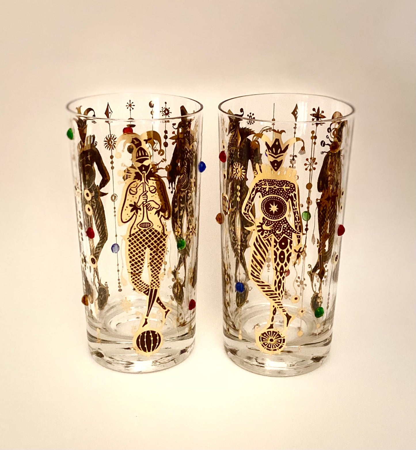 Culver Mardi Gras Jeweled Jester Hiballs (Pair) 7 Available