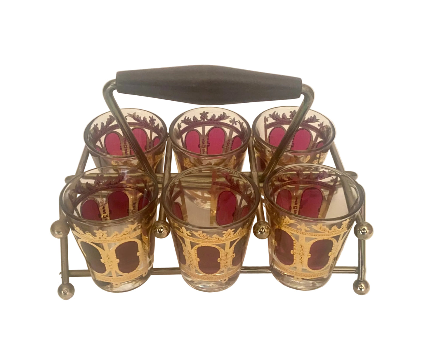 Culver Cranberry Scroll Shot Caddy Set
