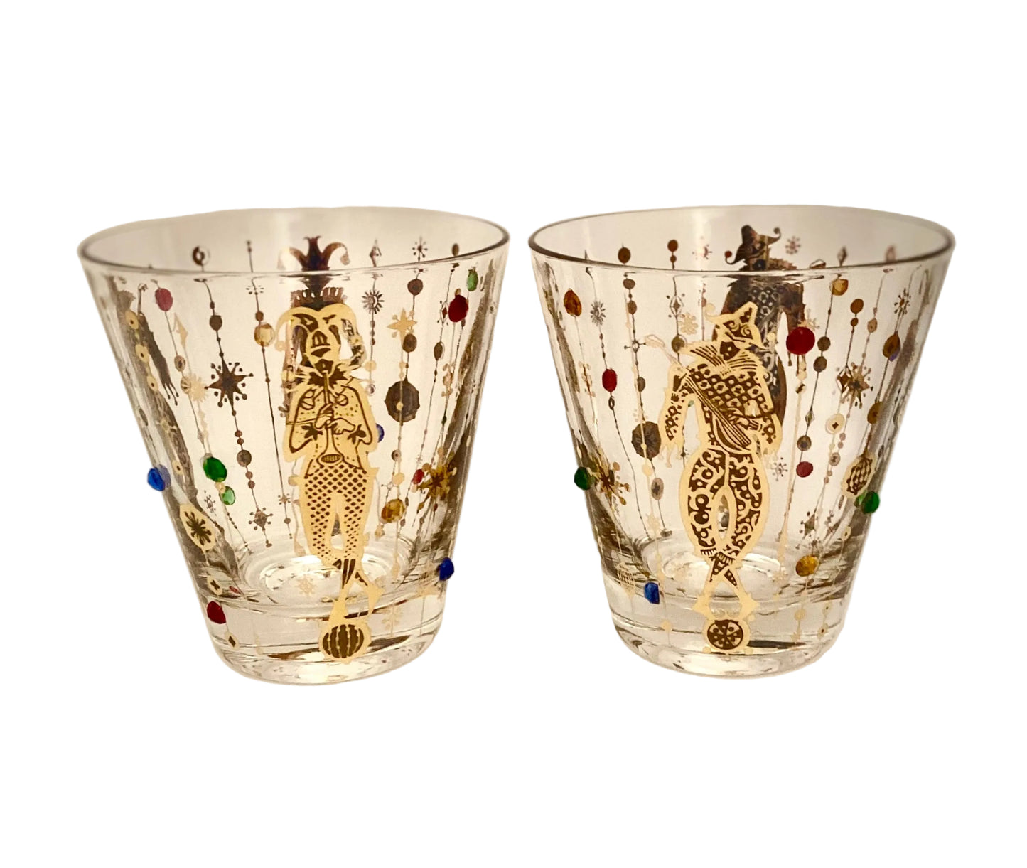 Culver Mardi Gras Jeweled Jester Suburbans/Double Old Fashioned (Pair) 1 Available