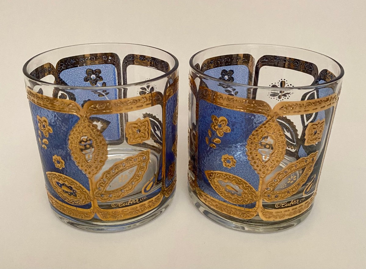 Culver Blue & Gold Leaf Whiskey (Pair) 3 Available (Copy)