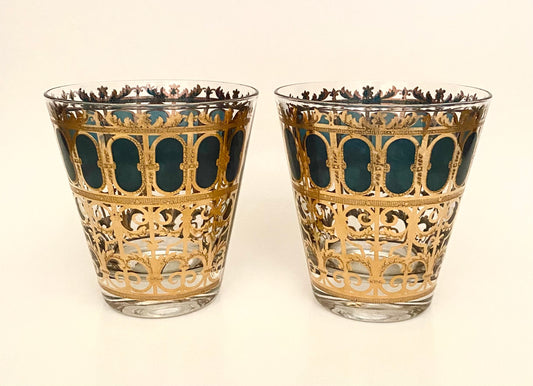 Culver Emerald Scroll Suburbans/Double Old Fashioned (Pair) 3 Available