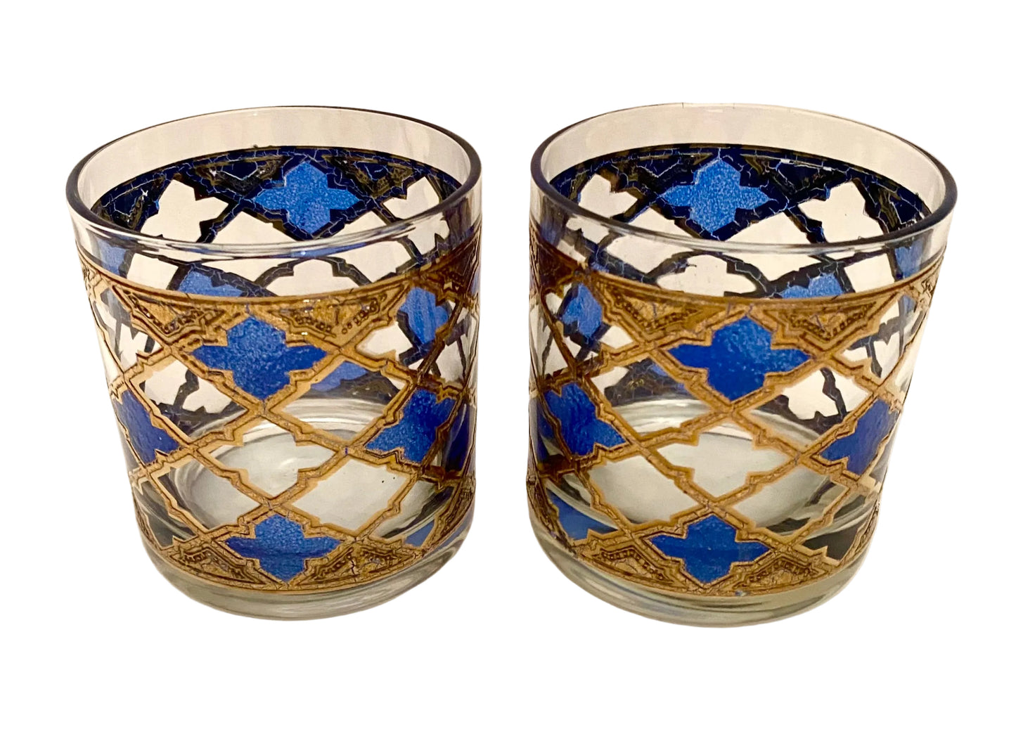 Mid Century Blue Moroccan Rocks Glasses (Pair) 2 Available