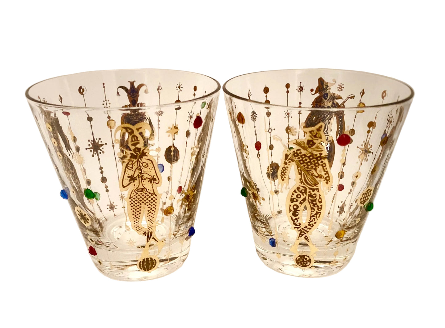 Culver Mardi Gras Jeweled Jester Suburbans/Double Old Fashioned (Pair) 1 Available