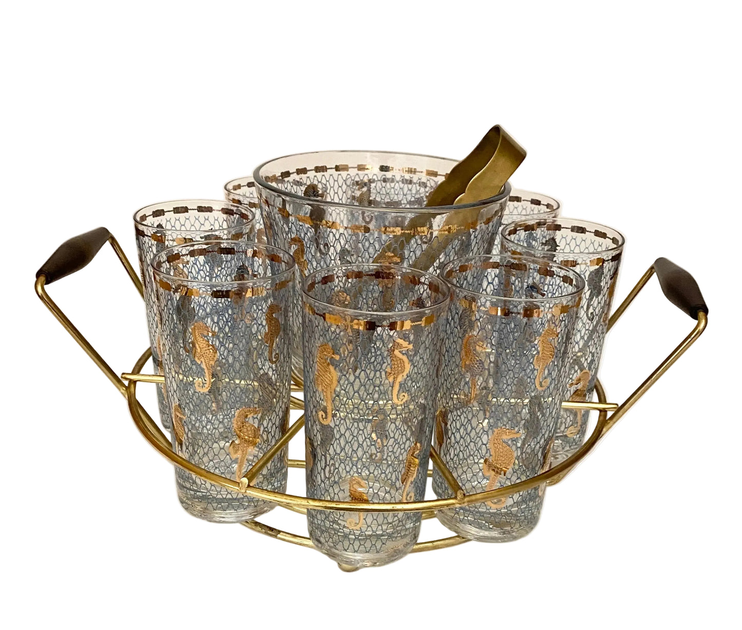 Culver Seafare Hiball Caddy with Ice Bucket and Tongs