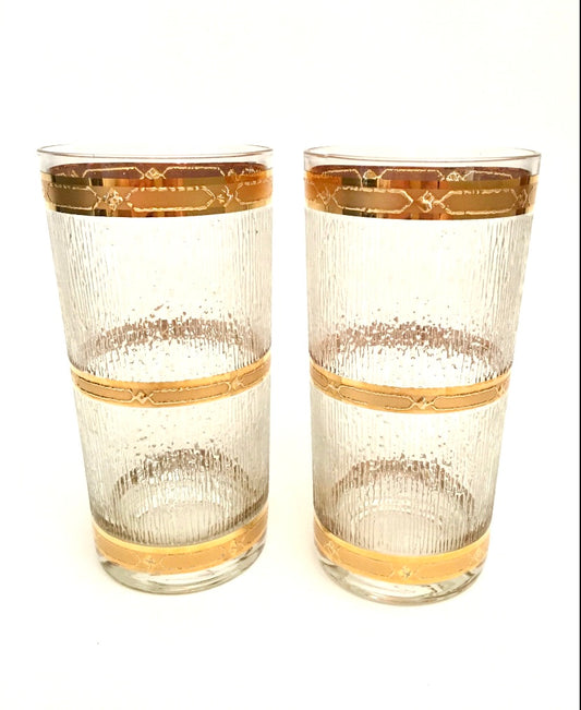 Culver Textured Gold Icicle Hiballs (Pair) 2 Available