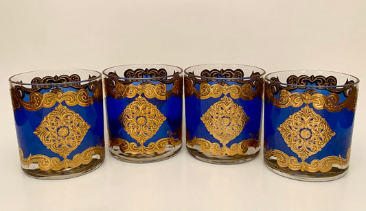 Georges Briard Gold Medallion Whiskey Glasses (Set of 4)