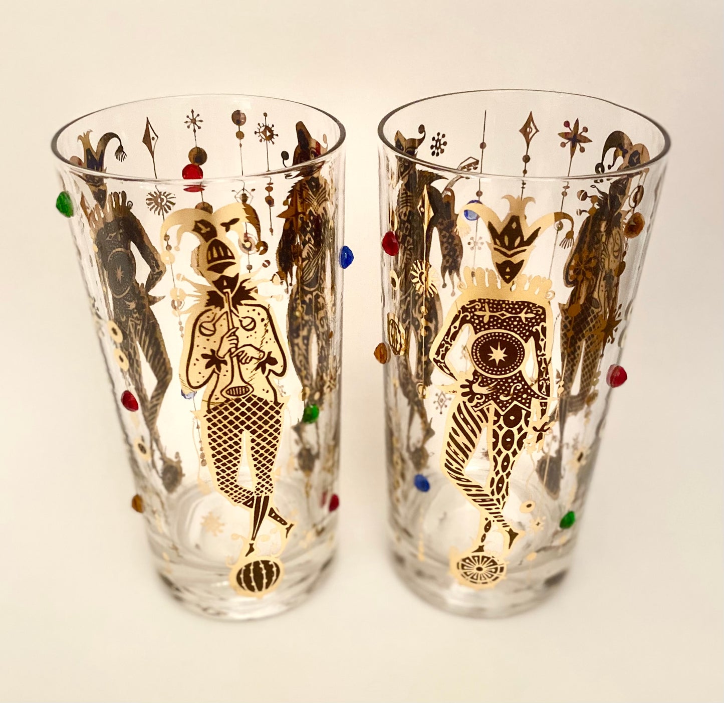 Culver Mardi Gras Jeweled Jester Hiballs (Pair) 7 Available