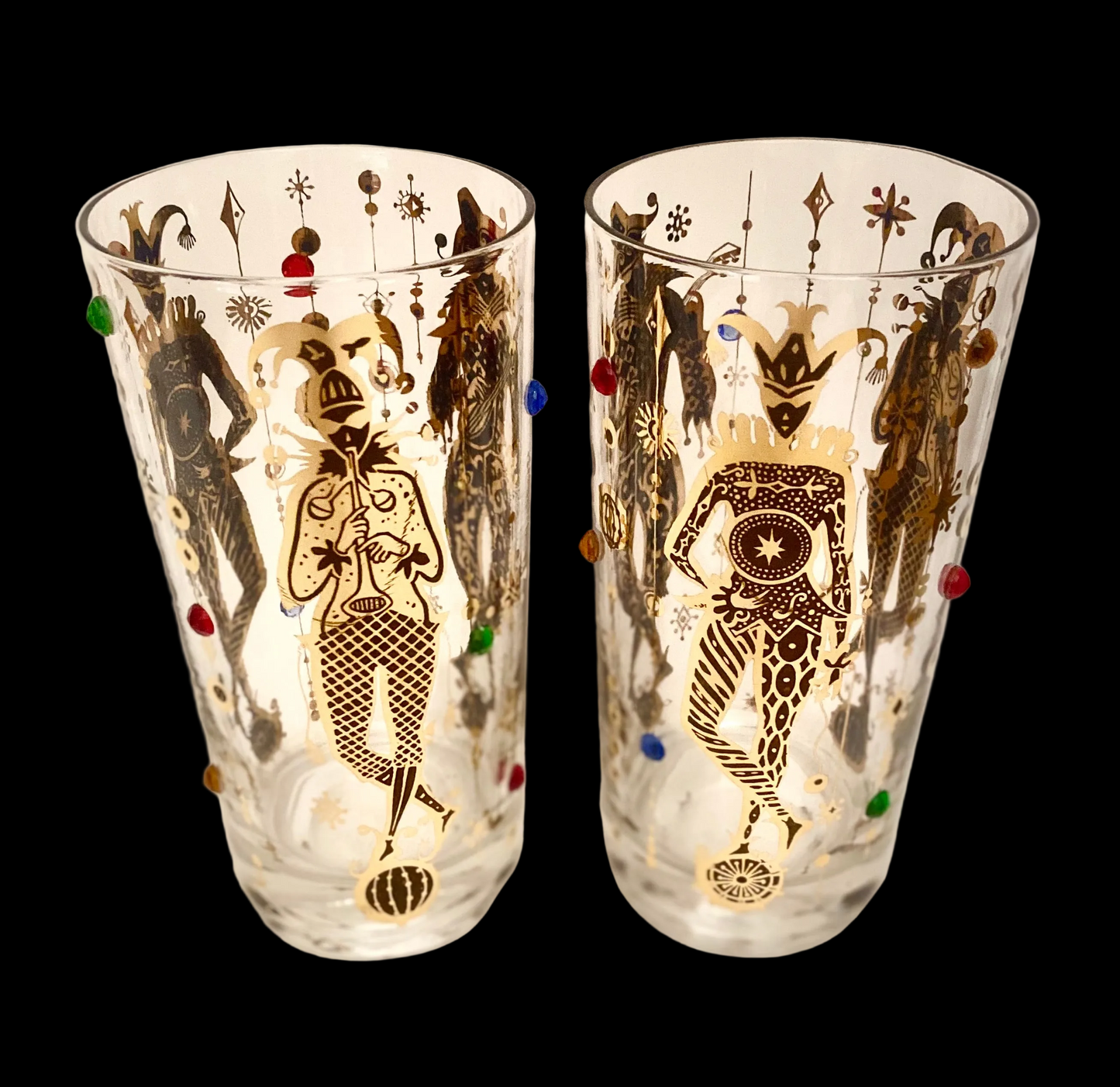 Culver Mardi Gras Jeweled Jester Hiballs (Pair) 7 Available