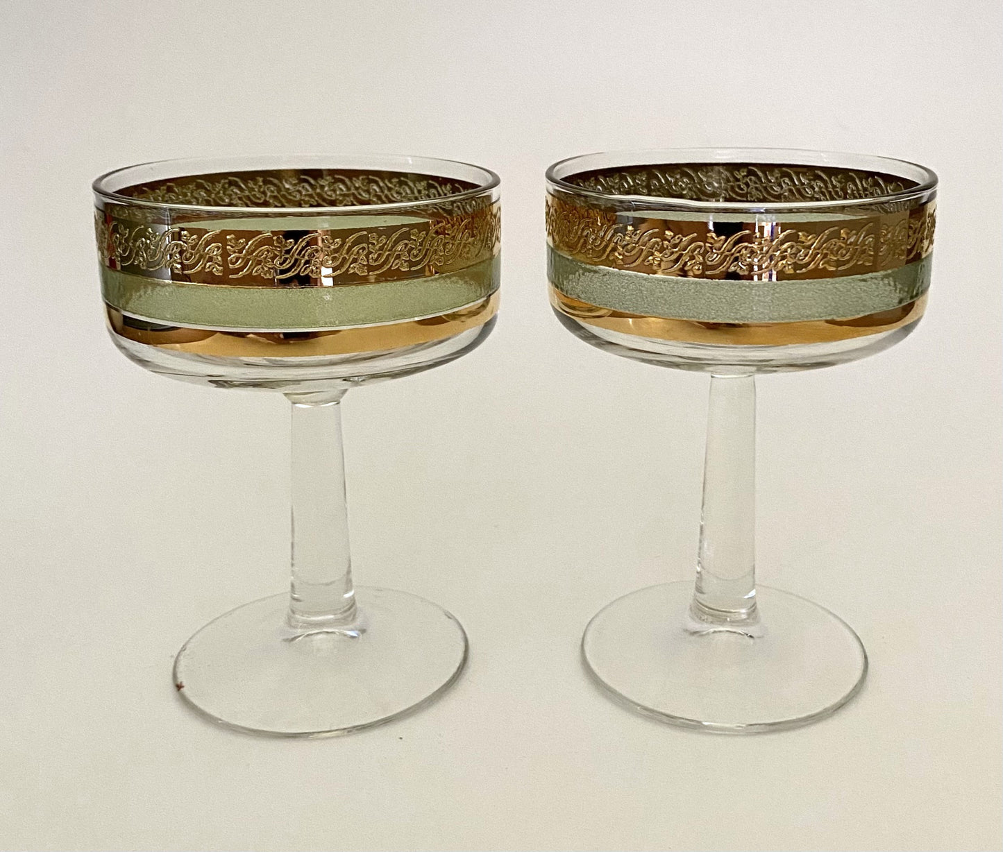 Starlyte Green Coupe/Champagne Glasses (Pair) 3 Available