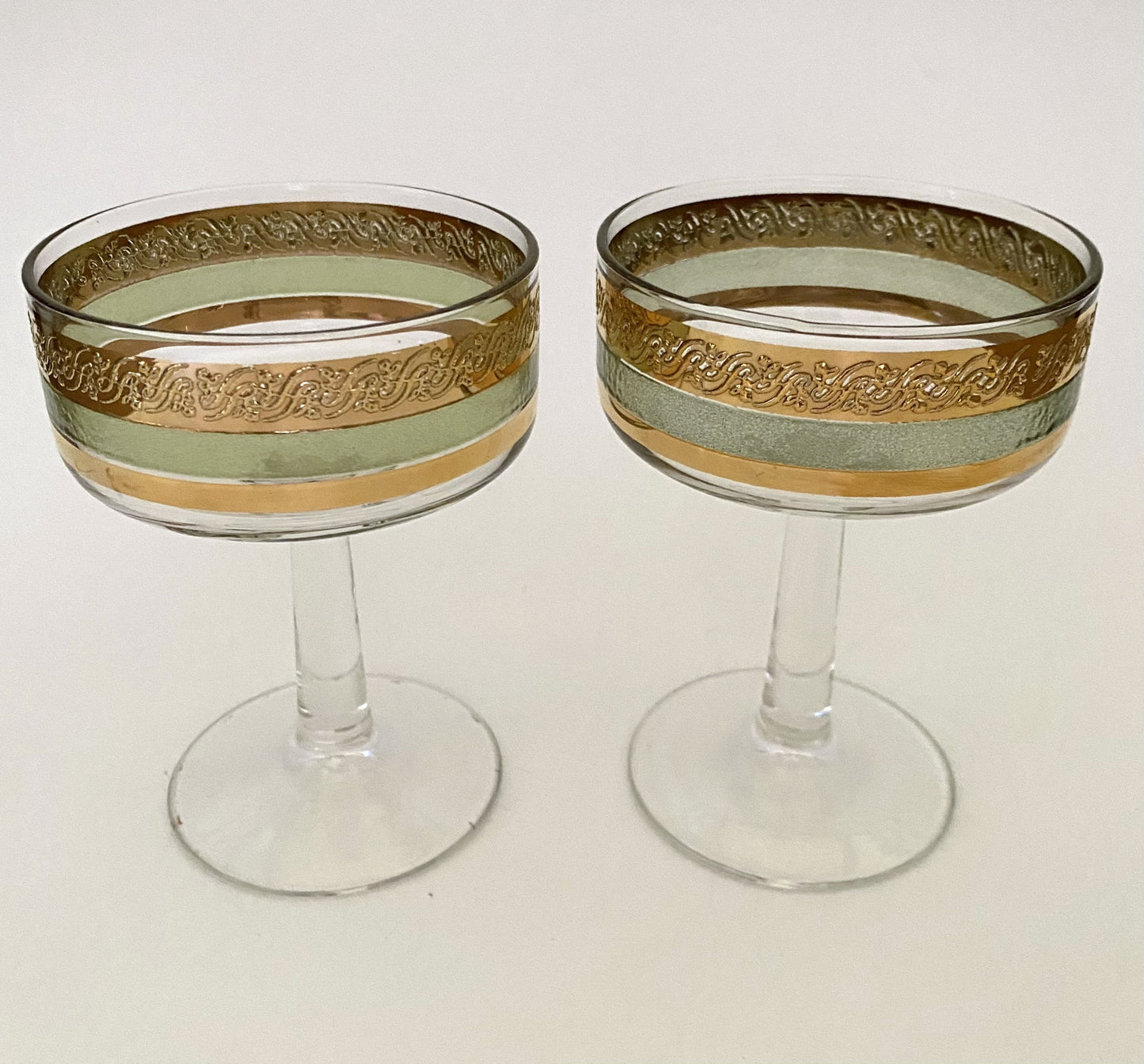 Starlyte Green Coupe/Champagne Glasses (Pair) 3 Available
