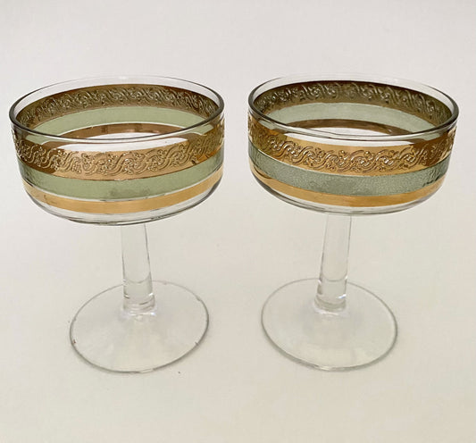 Starlyte Green Coupe/Champagne Glasses (2)