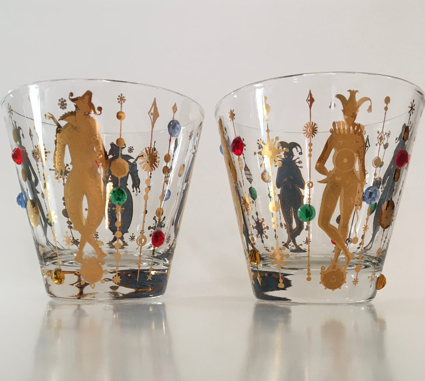 Culver Mardi Gras Jester On The Rocks/Old Fashioned (Pair) 1 Available