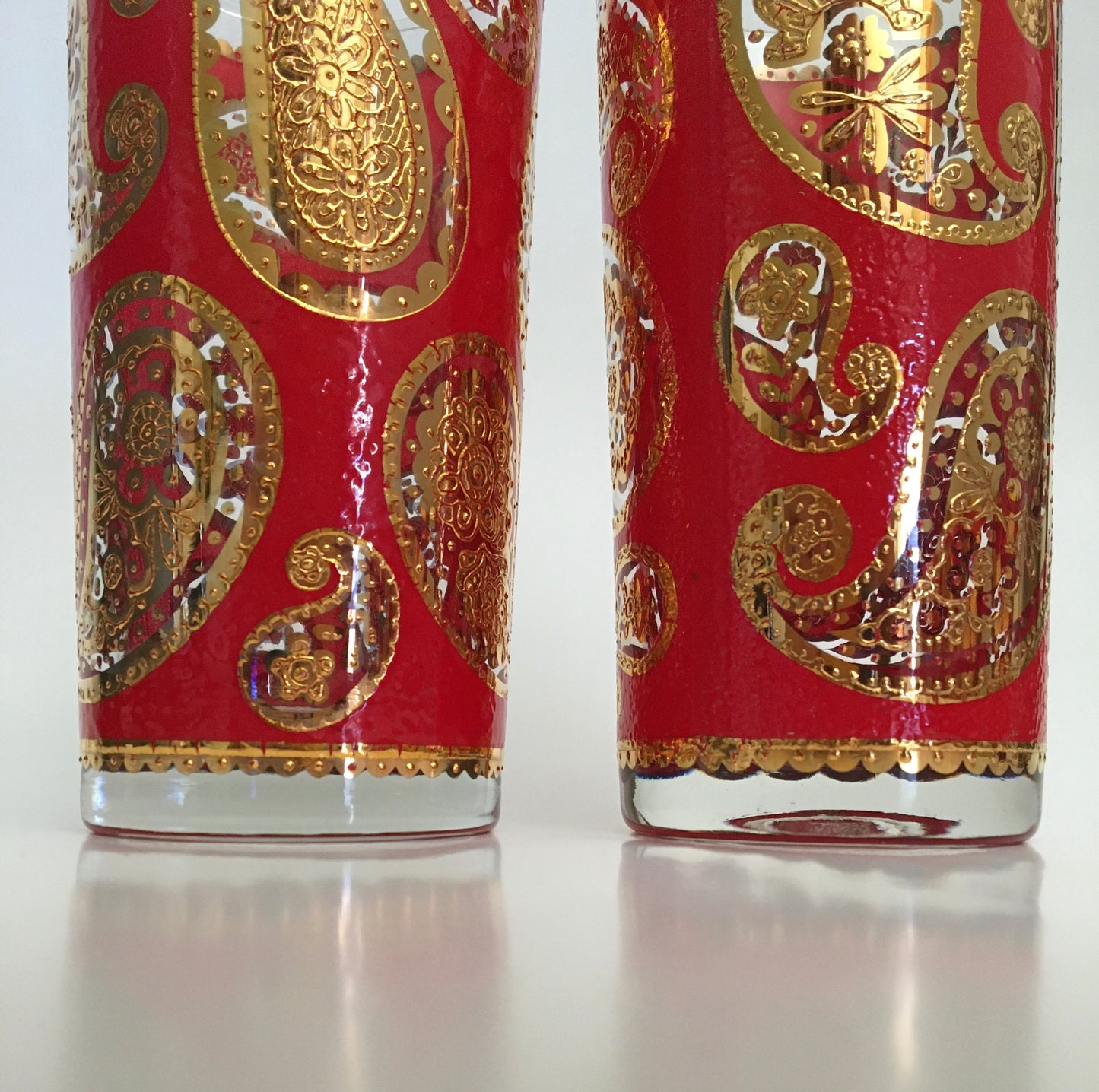 Culver Red Paisley Hiballs (Pair) 4 Available