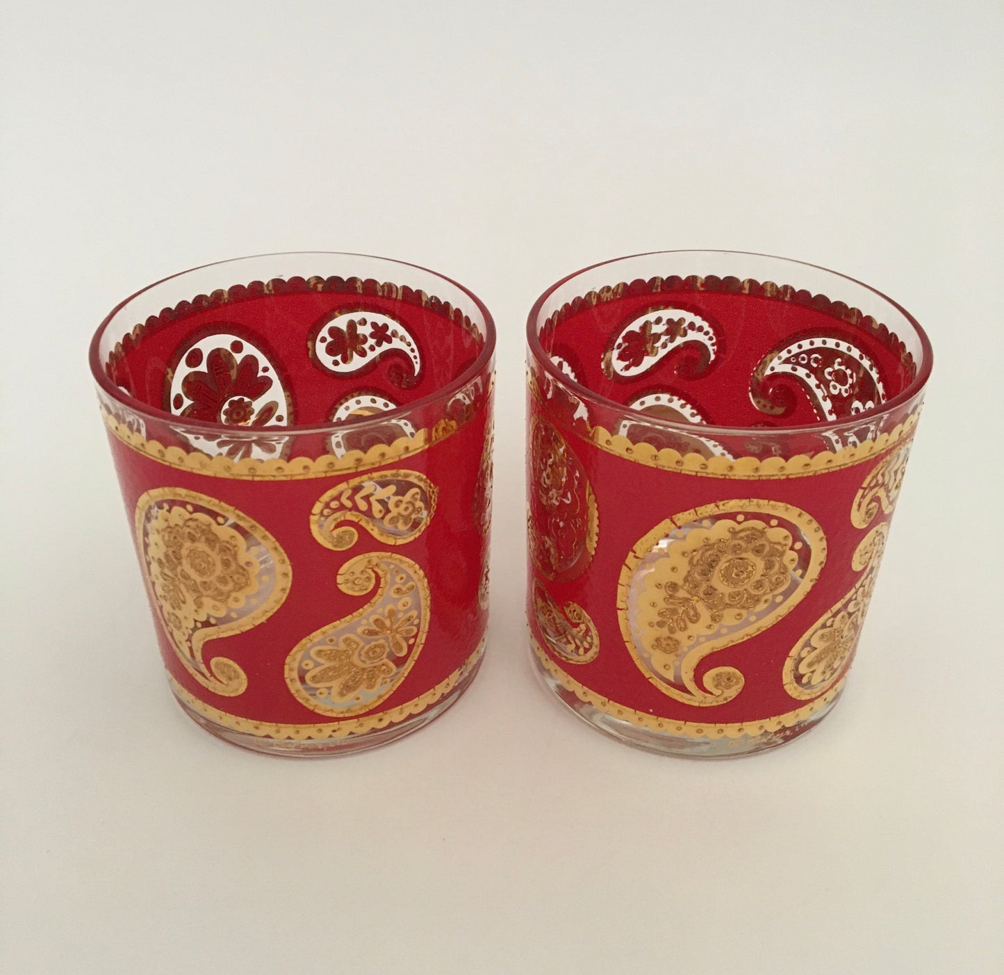 Culver Red Paisley Executive Cocktails/Whiskey (2)