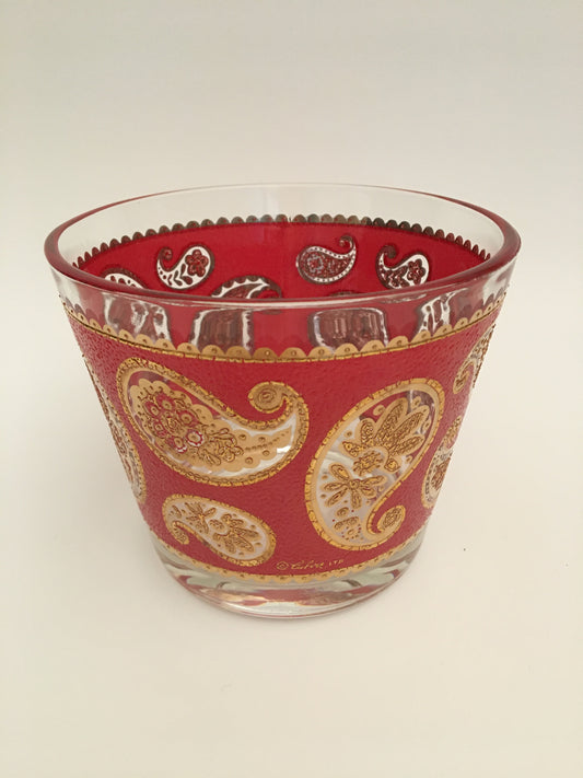 Culver Red Paisley Ice Bucket