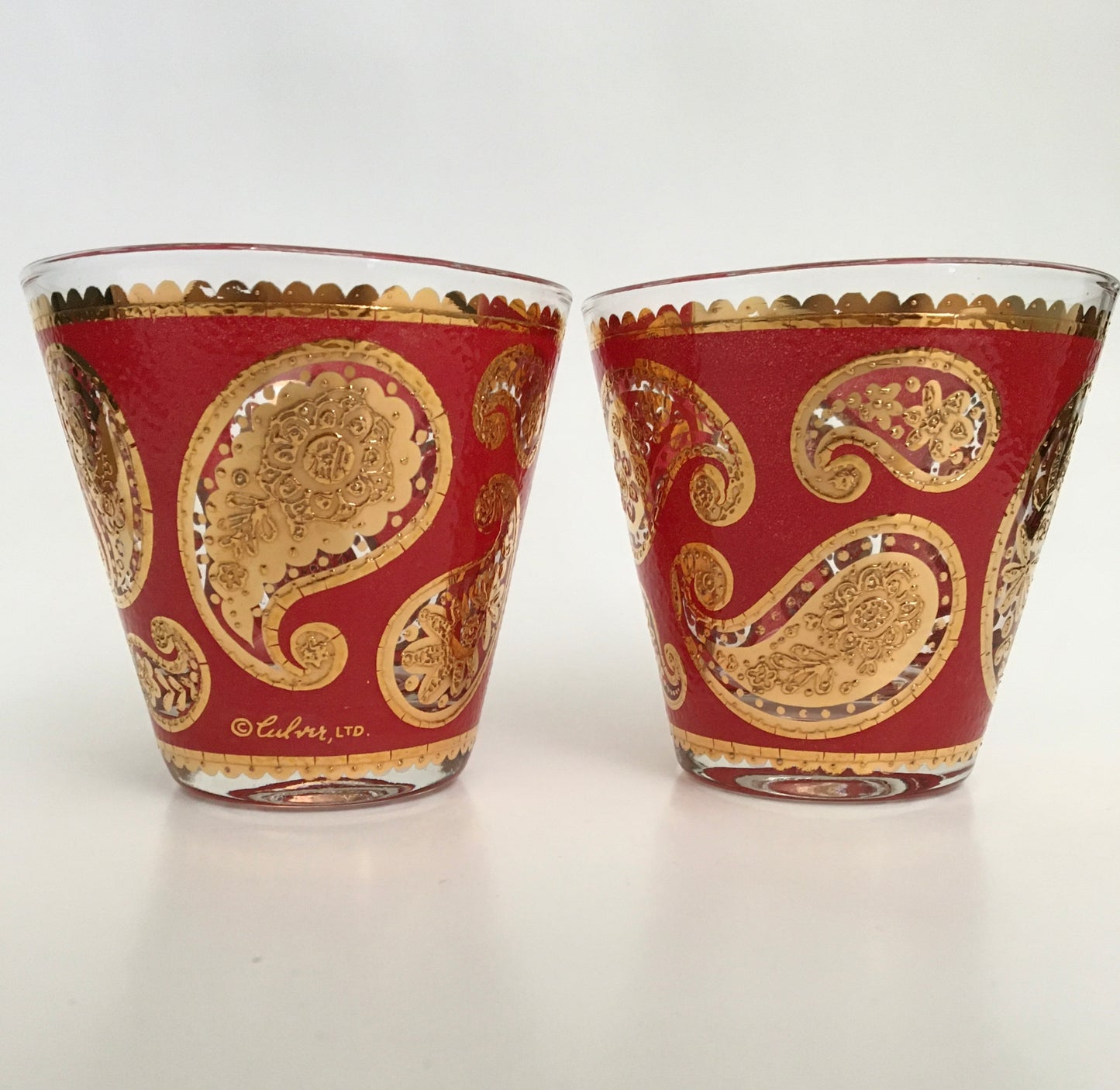 Culver Red Paisley On The Rocks/Old Fashioned (Pair) 1 Available