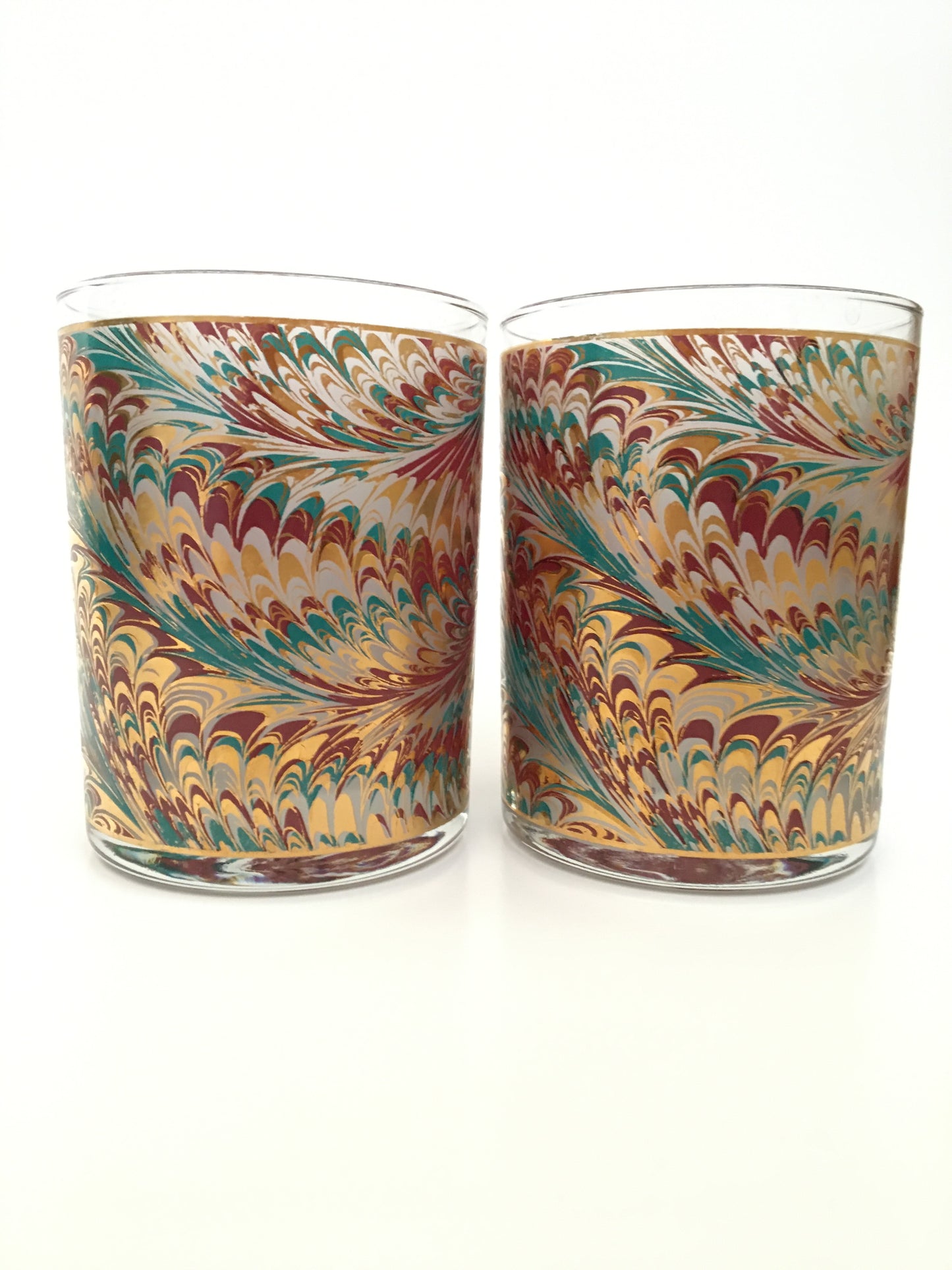 Culver Teal/Red Marble Executive On the Rocks (Pair)