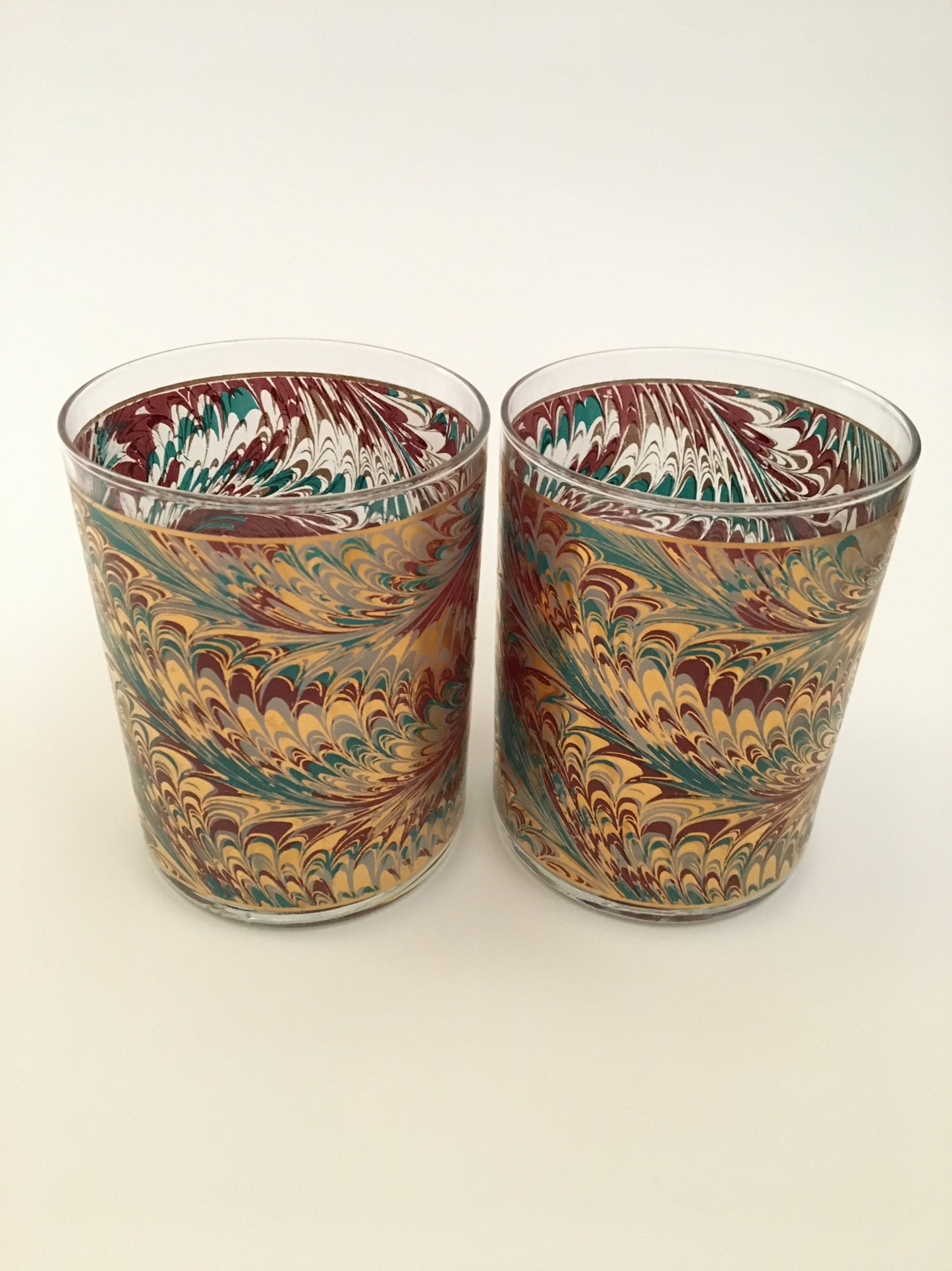 Culver Teal/Red Marble Executive On the Rocks (Pair)